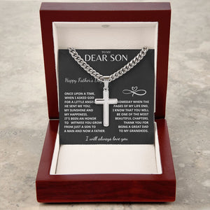 Father's Day Son Gift - I Will Always Love You Cuban Chain with Artisan Cross Necklace