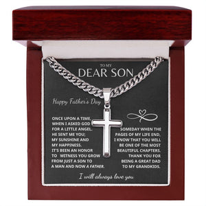 Father's Day Son Gift - I Will Always Love You Cuban Chain with Artisan Cross Necklace