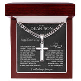 Father's Day Son Gift - I Will Always Love You Cuban Chain with Artisan Cross Necklace
