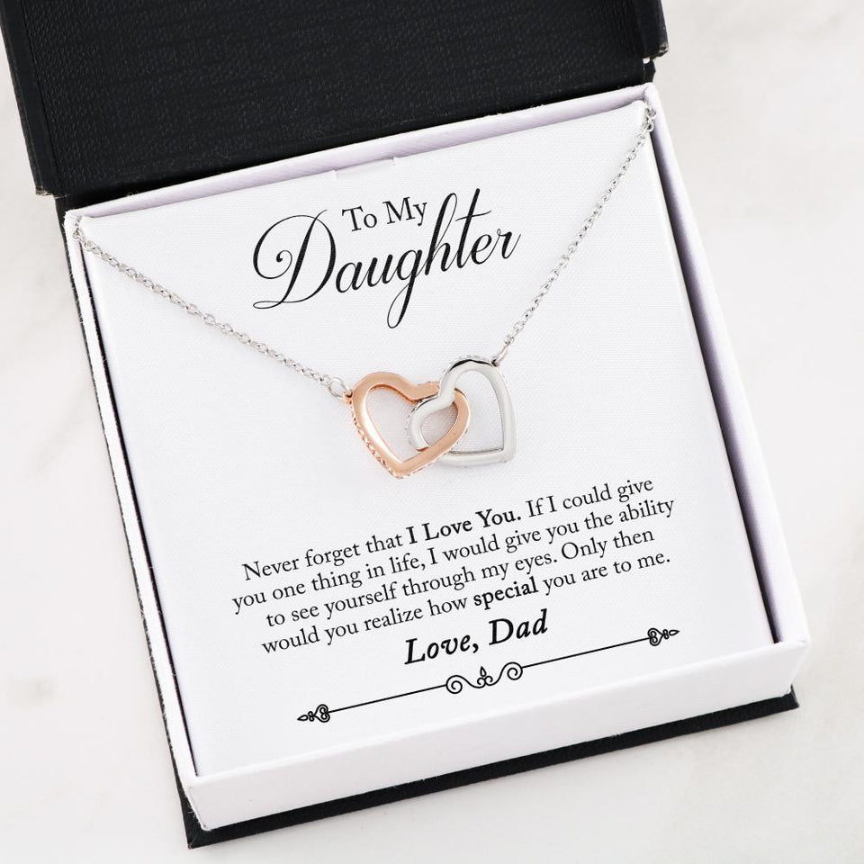 Interlocking Hearts Necklace- To My Daughter - Interlocked Hearts - I Love You