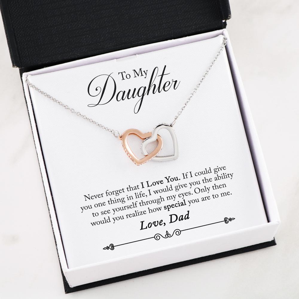 Interlocking Hearts Necklace- To My Daughter - Interlocked Hearts - I Love You