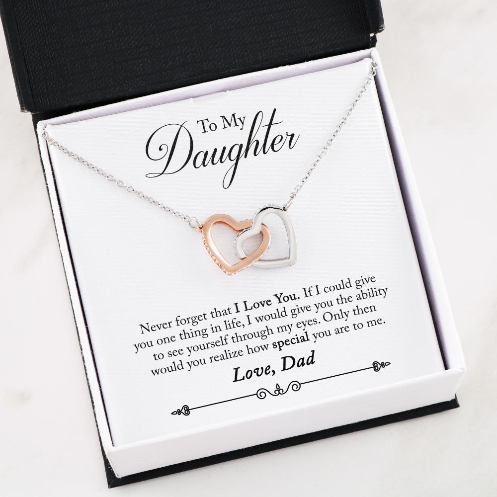 Interlocking Hearts Necklace- To My Daughter - Interlocked Hearts - I Love You