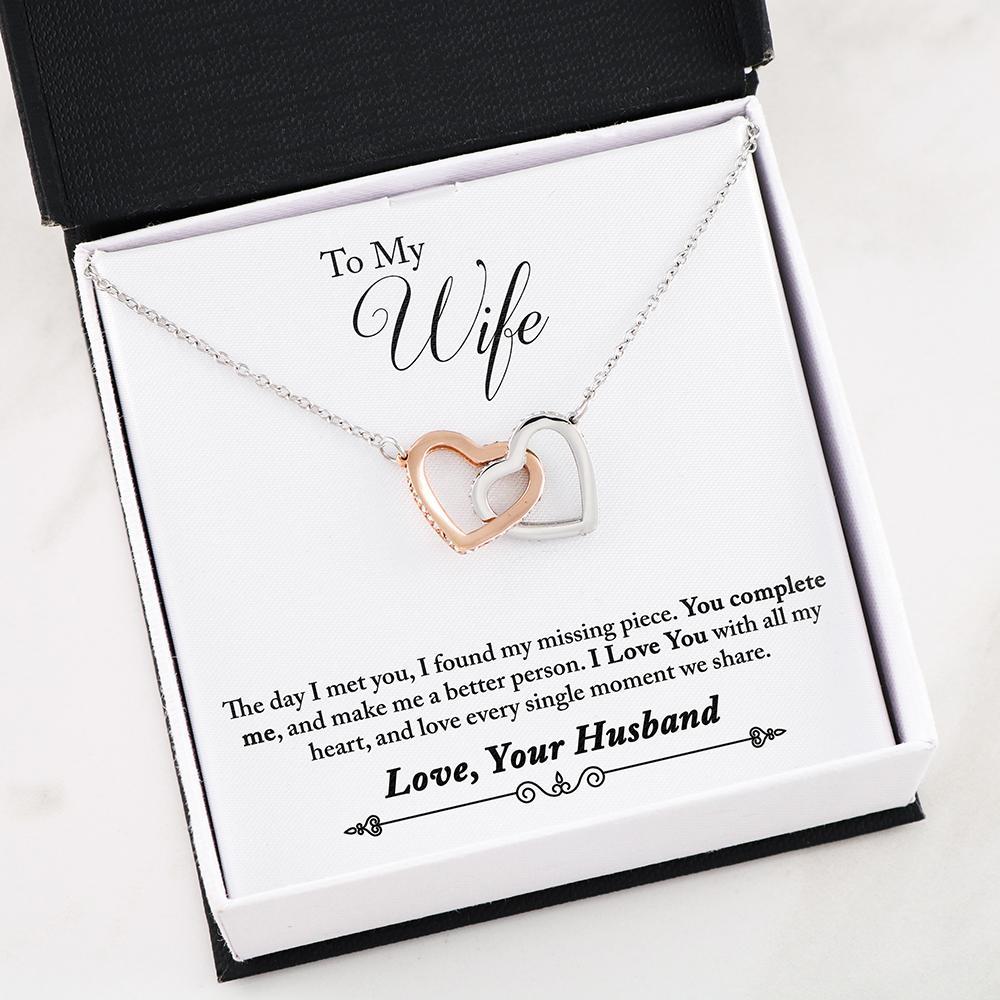 Interlocking Hearts Necklace- To My Wife - Interlocked Hearts - You Complete Me