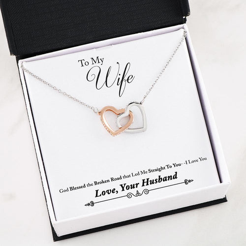 Pamaheart- Interlocking Hearts Necklace- To My Wife - Interlocked Hearts - You Guide My Pathway