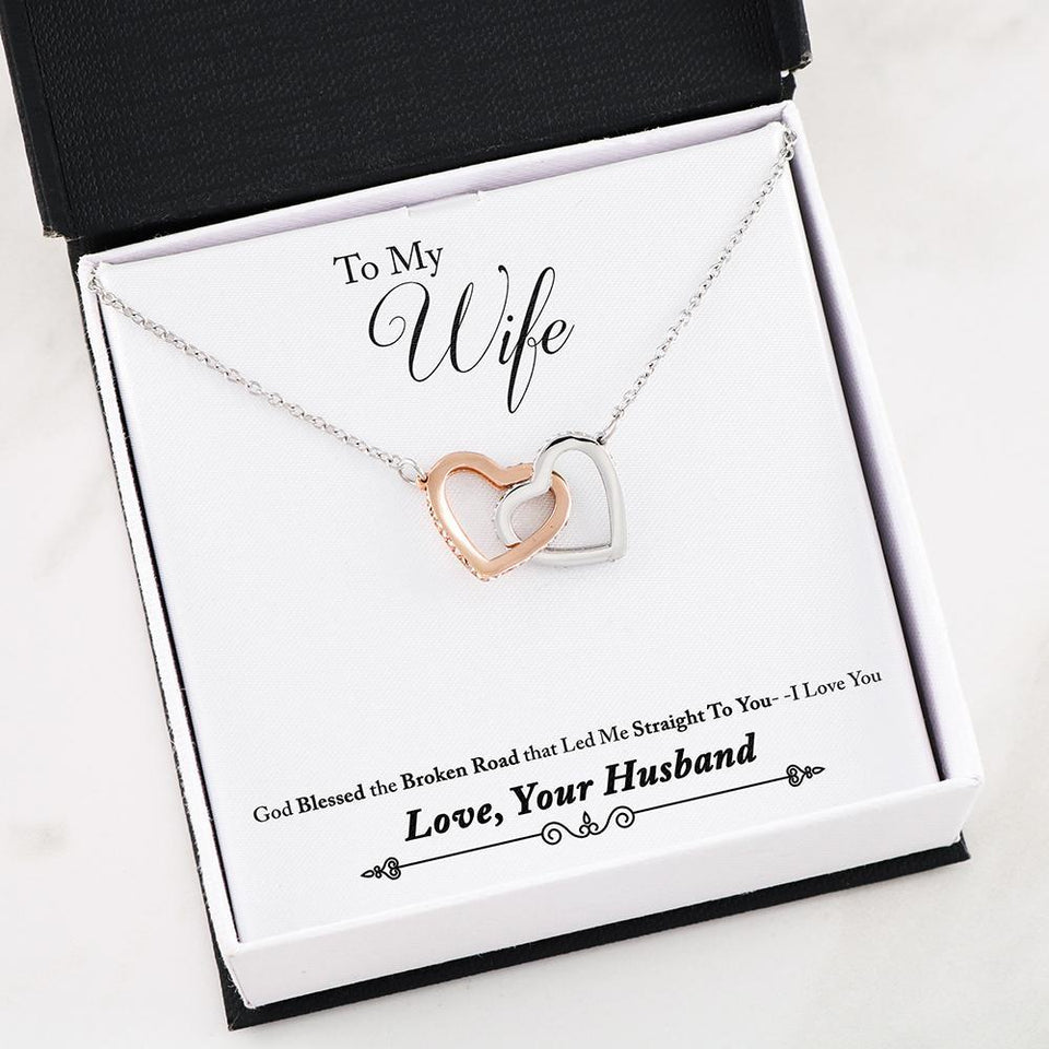 Pamaheart- Interlocking Hearts Necklace- To My Wife - Interlocked Hearts - You Guide My Pathway