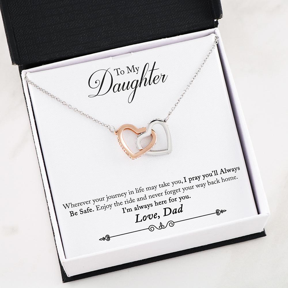 Pamaheart- Interlocking Hearts Necklace- To My Daughter - Interlocked Heart - Always Here For You