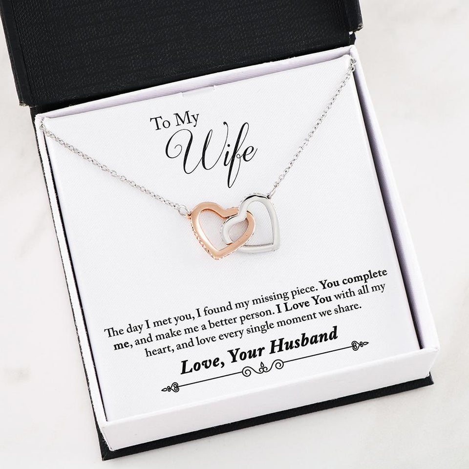 Pamaheart- Interlocking Hearts Necklace- To My Wife - Interlocked Hearts - You Complete Me