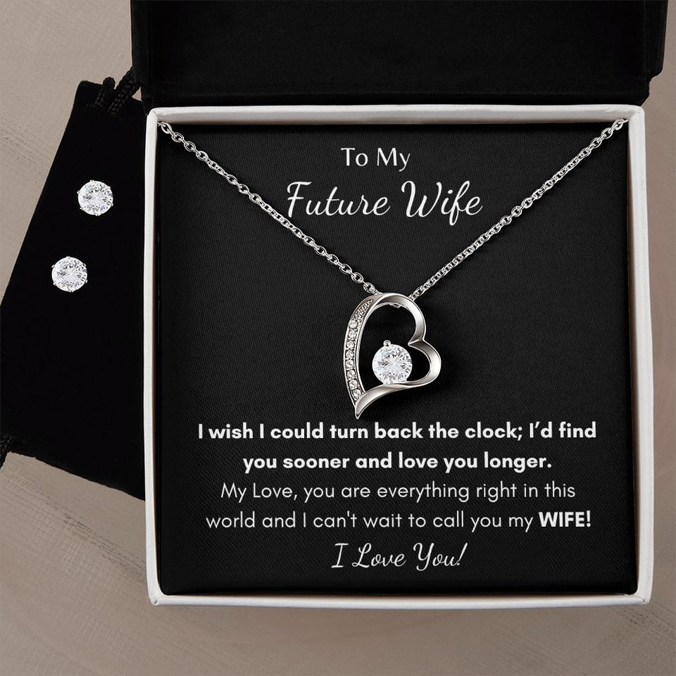 Future Wife - Forever Love Necklace + Earring Set Gift For Mom, necklace For Wife, Gift For Mother's Day