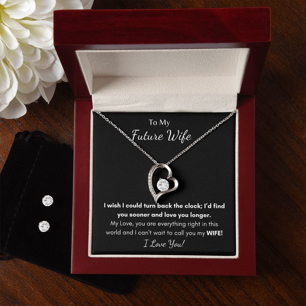 Future Wife - Forever Love Necklace + Earring Set Gift For Mom, necklace For Wife, Gift For Mother's Day