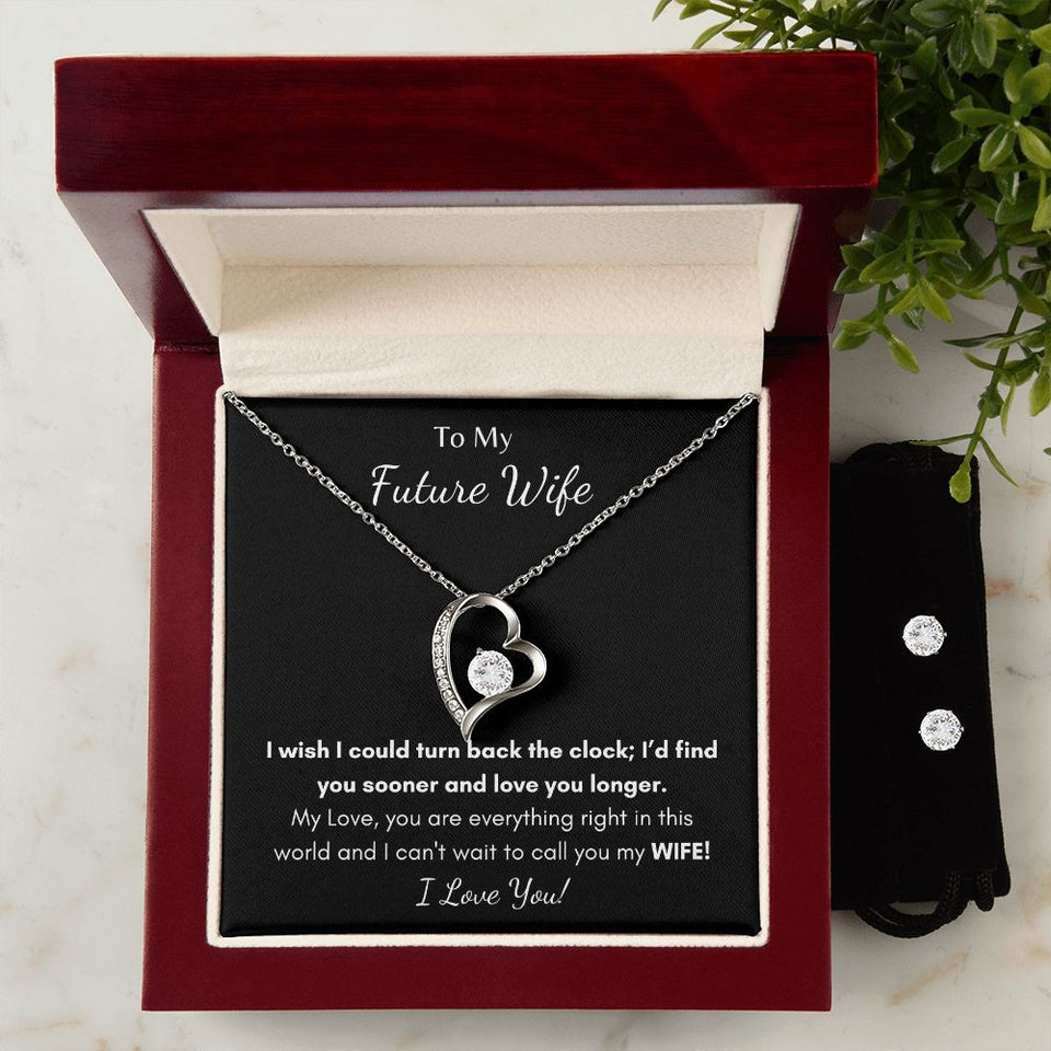 Future Wife - Forever Love Necklace + Earring Set Gift For Mom, necklace For Wife, Gift For Mother's Day