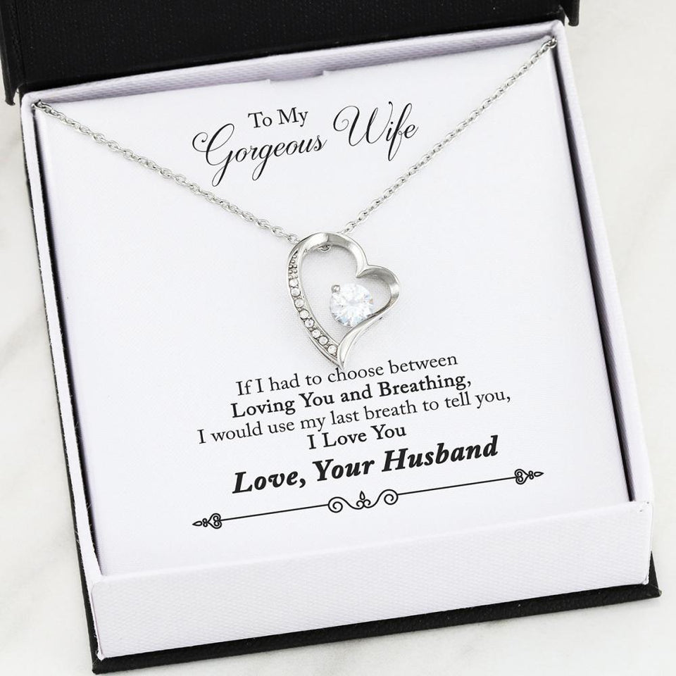 Husband to Wife - Loving You and Breathing Forever Love Necklace