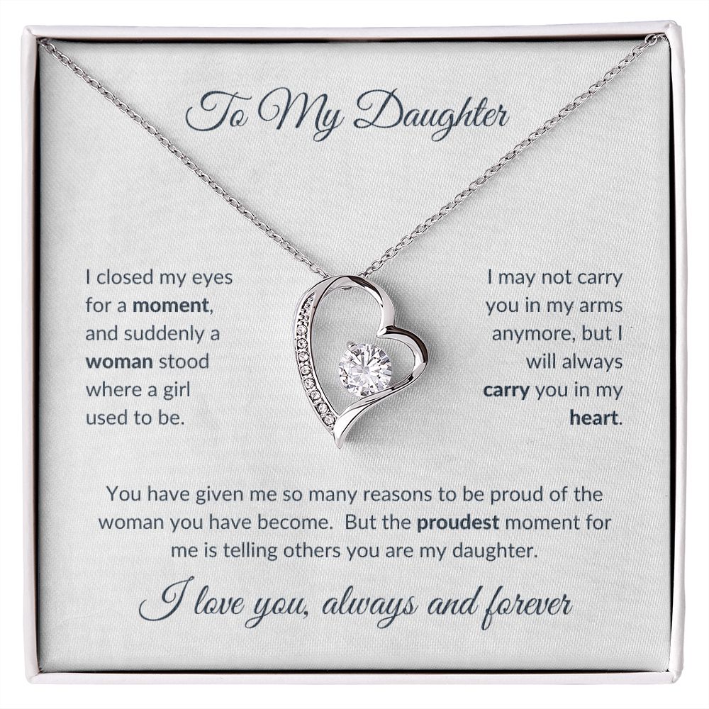 To My Daughter - Proudest Moment Forever Love Necklace White