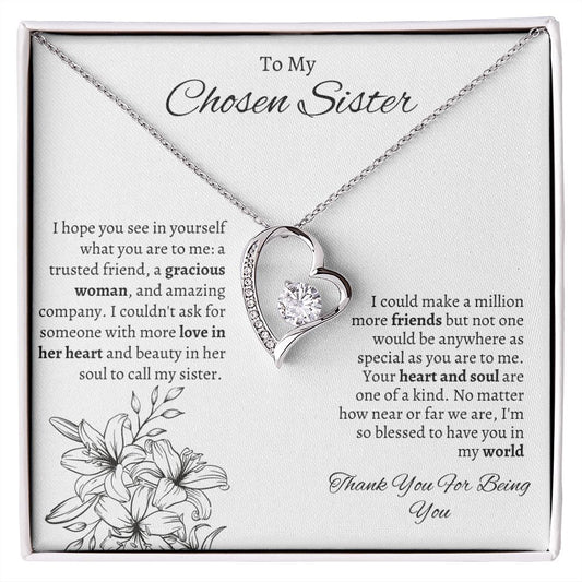 To My Chosen Sister - Forever Love Necklace - White Gift For Mom, necklace For Wife, Gift For Mother's Day