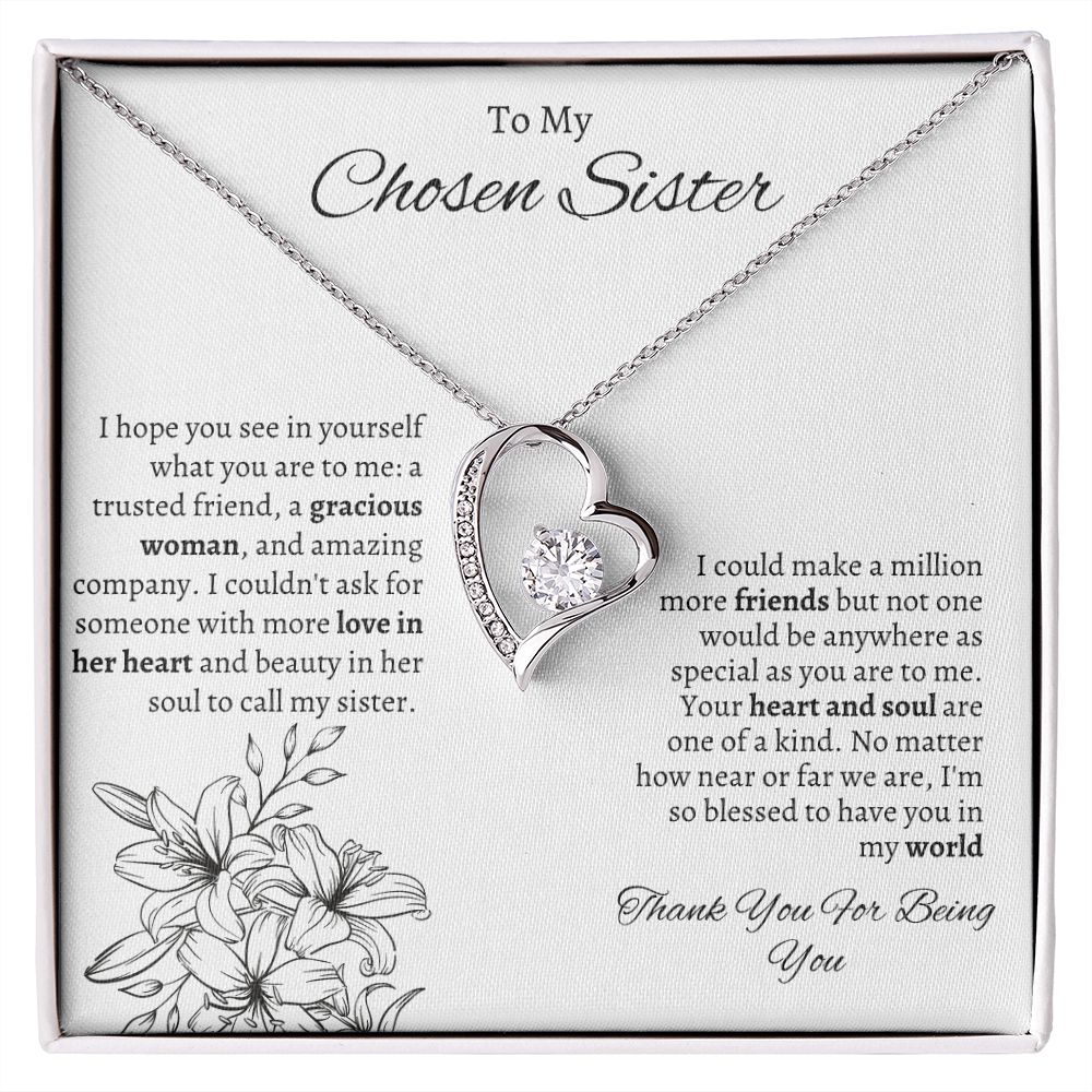 To My Chosen Sister - Forever Love Necklace - White Gift For Mom, necklace For Wife, Gift For Mother's Day