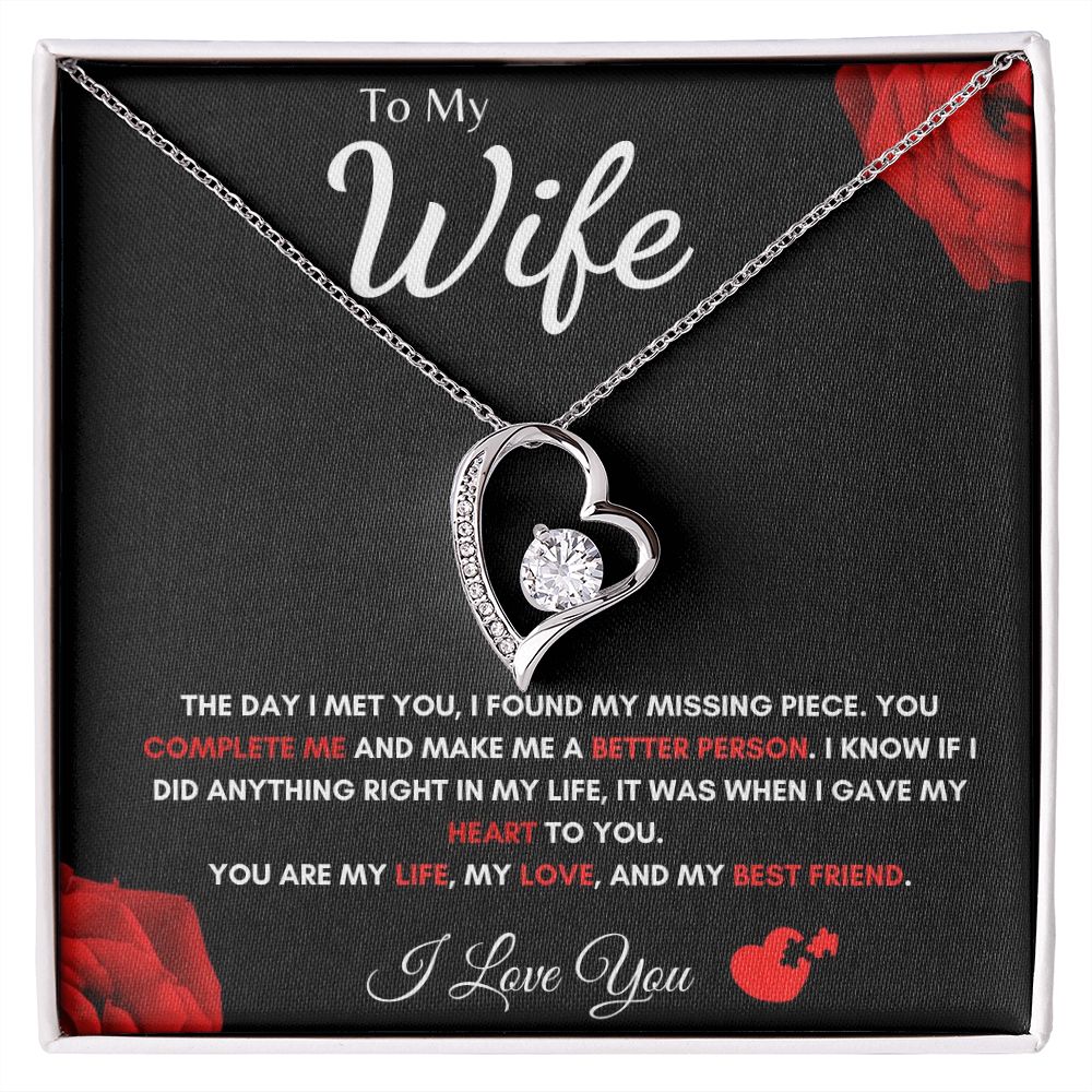 To My Wife - Forever Love Necklace - Missing Piece Gift For Mom, necklace For Wife, Gift For Mother's Day