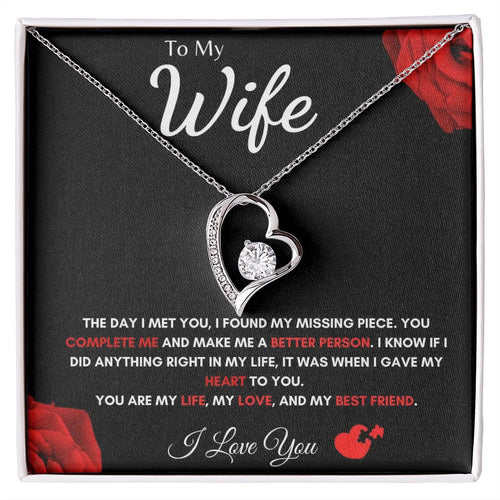 To My Wife - Forever Love Necklace - Missing Piece Gift For Mom, necklace For Wife, Gift For Mother's Day