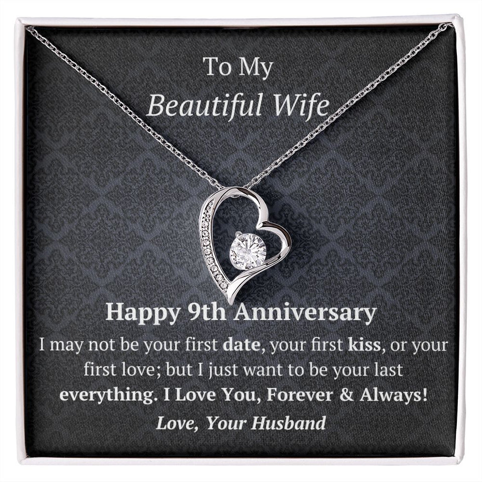 Wife 9th Anniversary - Forever Love Heart Necklace