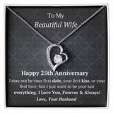 Wife 25th Anniversary - Forever Love Heart Necklace
