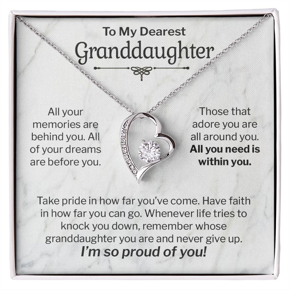 My Dearest Granddaughter Gift - All You Need is Within You - Forever Love Necklace