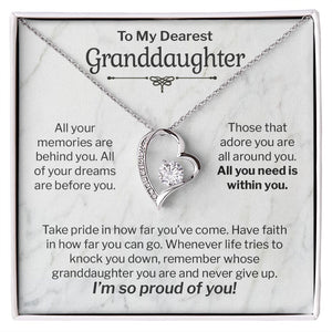 My Dearest Granddaughter Gift - All You Need is Within You - Forever Love Necklace