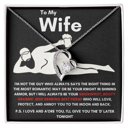 To My Wife - Forever Love Necklace - Booty Grabbin' - Black Card Gift For Mom, necklace For Wife, Gift For Mother's Day