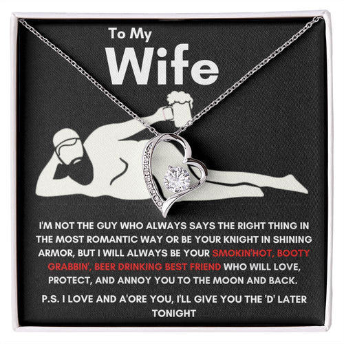 To My Wife - Forever Love Necklace - Booty Grabbin' - Black Card Gift For Mom, necklace For Wife, Gift For Mother's Day