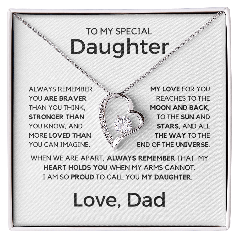 Gift for My Special Daughter from Dad - Moon and Back Love Dad, Necklace for Daughter, Gift for Daughter, Forever Love Necklace