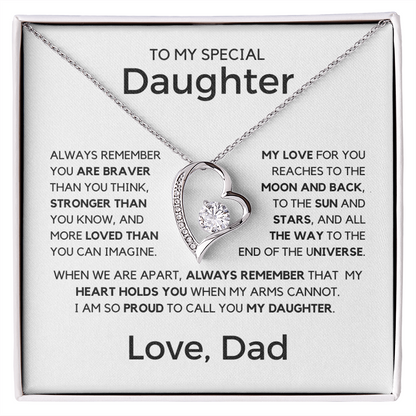 Gift for My Special Daughter from Dad - Moon and Back Love Dad, Necklace for Daughter, Gift for Daughter, Forever Love Necklace
