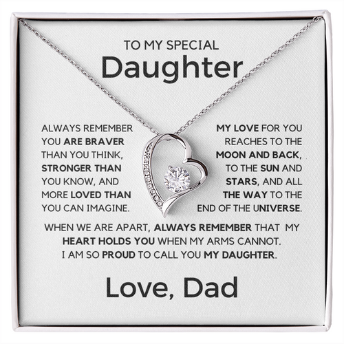 Gift for My Special Daughter from Dad - Moon and Back Love Dad, Necklace for Daughter, Gift for Daughter, Forever Love Necklace