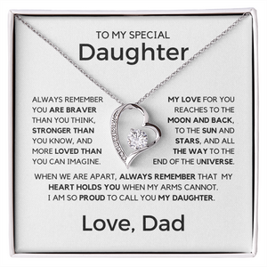 Gift for My Special Daughter from Dad - Moon and Back Love Dad, Necklace for Daughter, Gift for Daughter, Forever Love Necklace