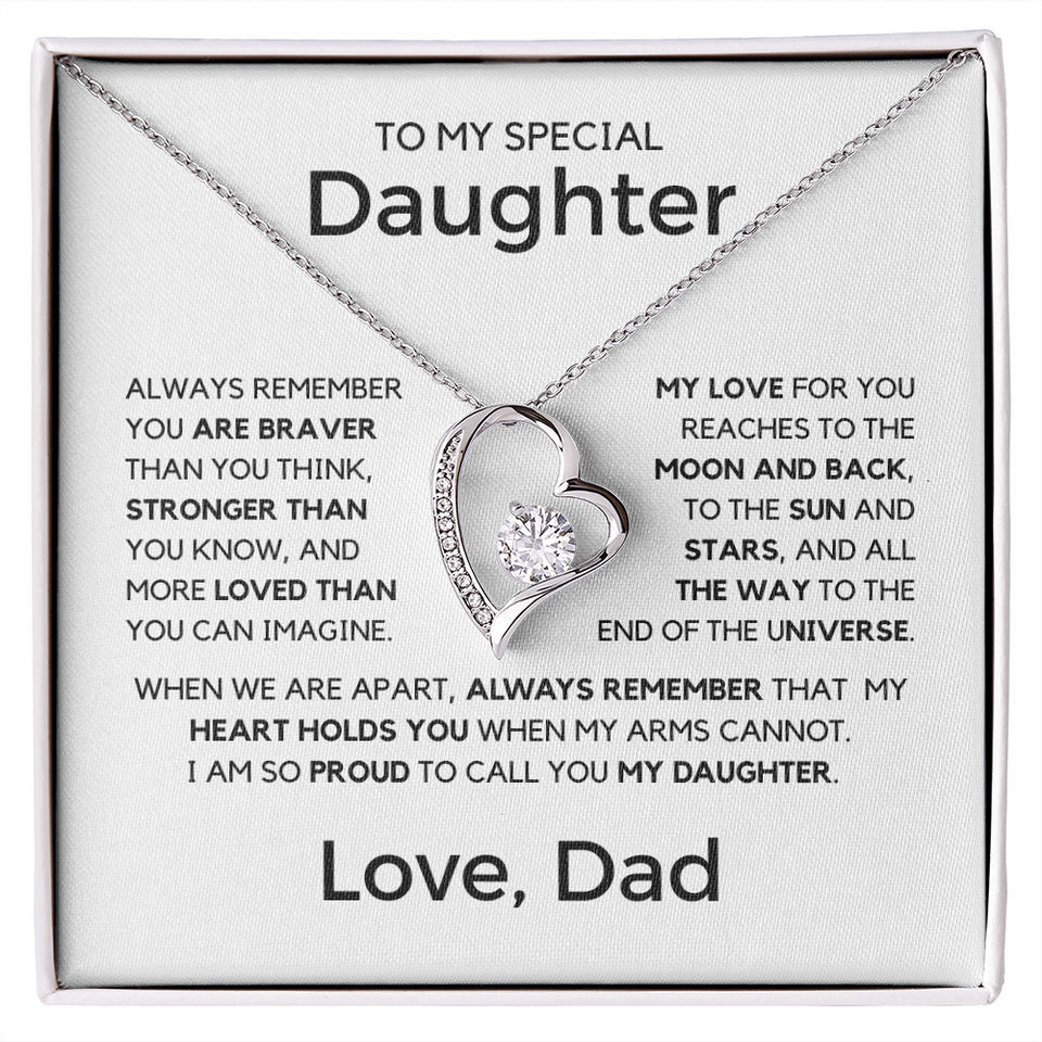 Gift for My Special Daughter from Dad - Moon and Back Love Dad, Necklace for Daughter, Gift for Daughter, Forever Love Necklace