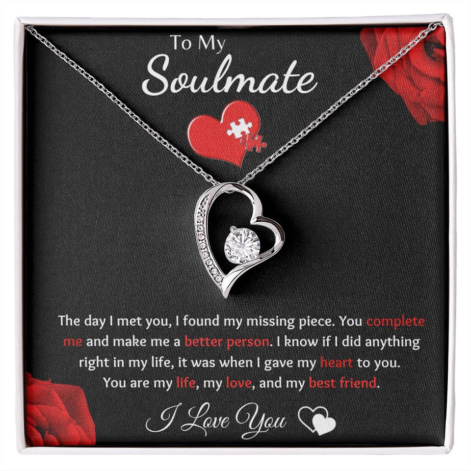 To My Soulmate - Forever Love Necklace - Puzzle Piece Gift For Mom, necklace For Wife, Gift For Mother's Day