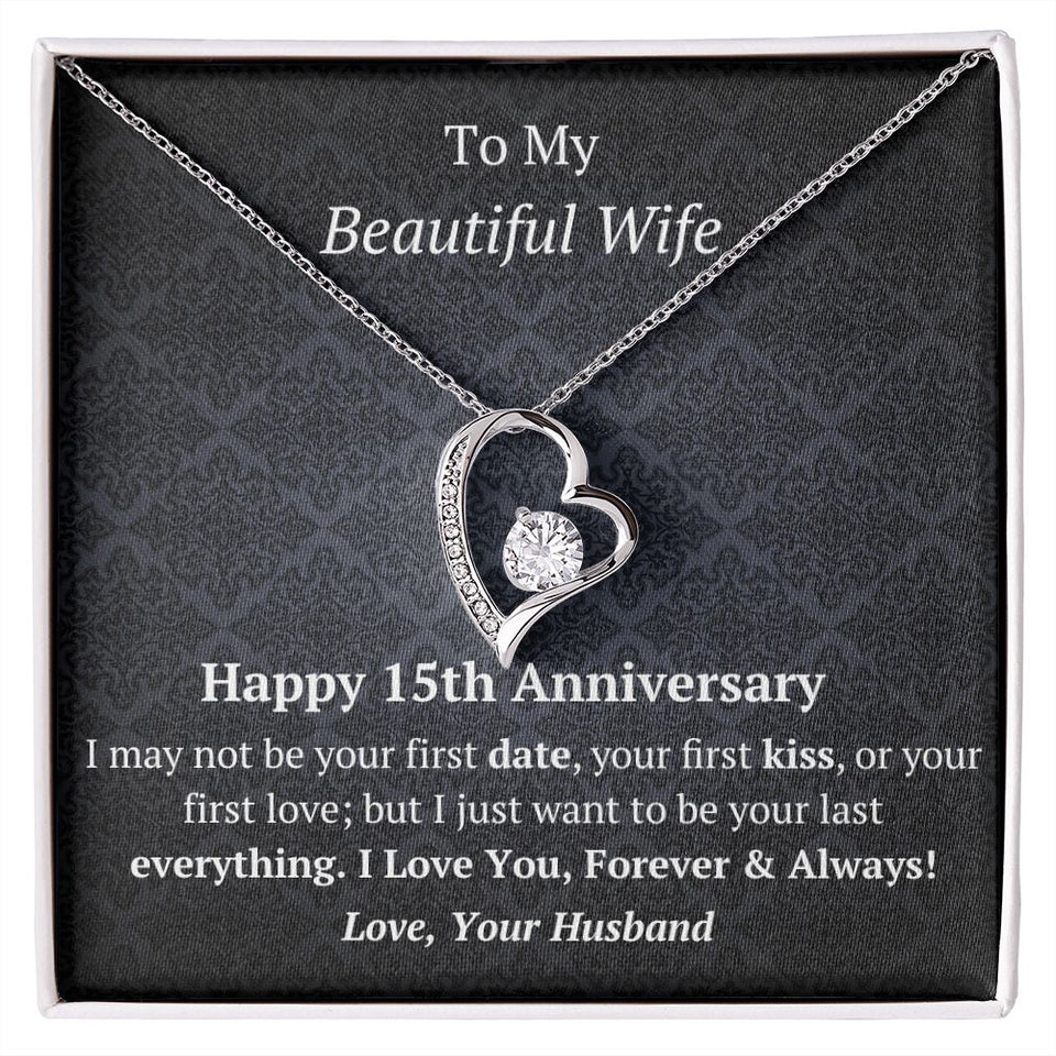 Wife 15th Anniversary - Forever Love Heart Necklace