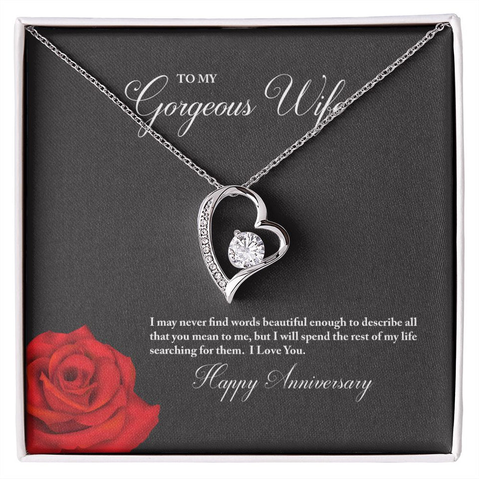 To My Gorgeous Wife Happy Anniversary Forever Love Necklace