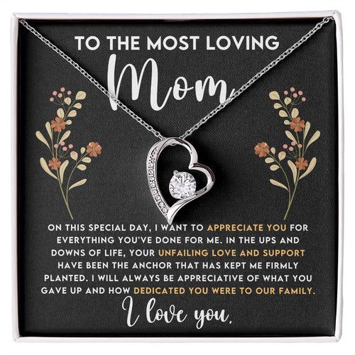 To The Most Loving Mom Forever Love Necklace, Mother's Day Gift