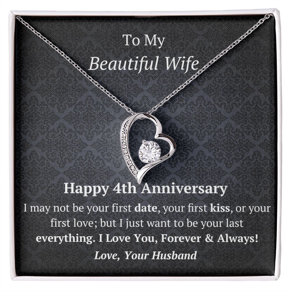 Wife 4th Anniversary Forever Love Heart Necklace