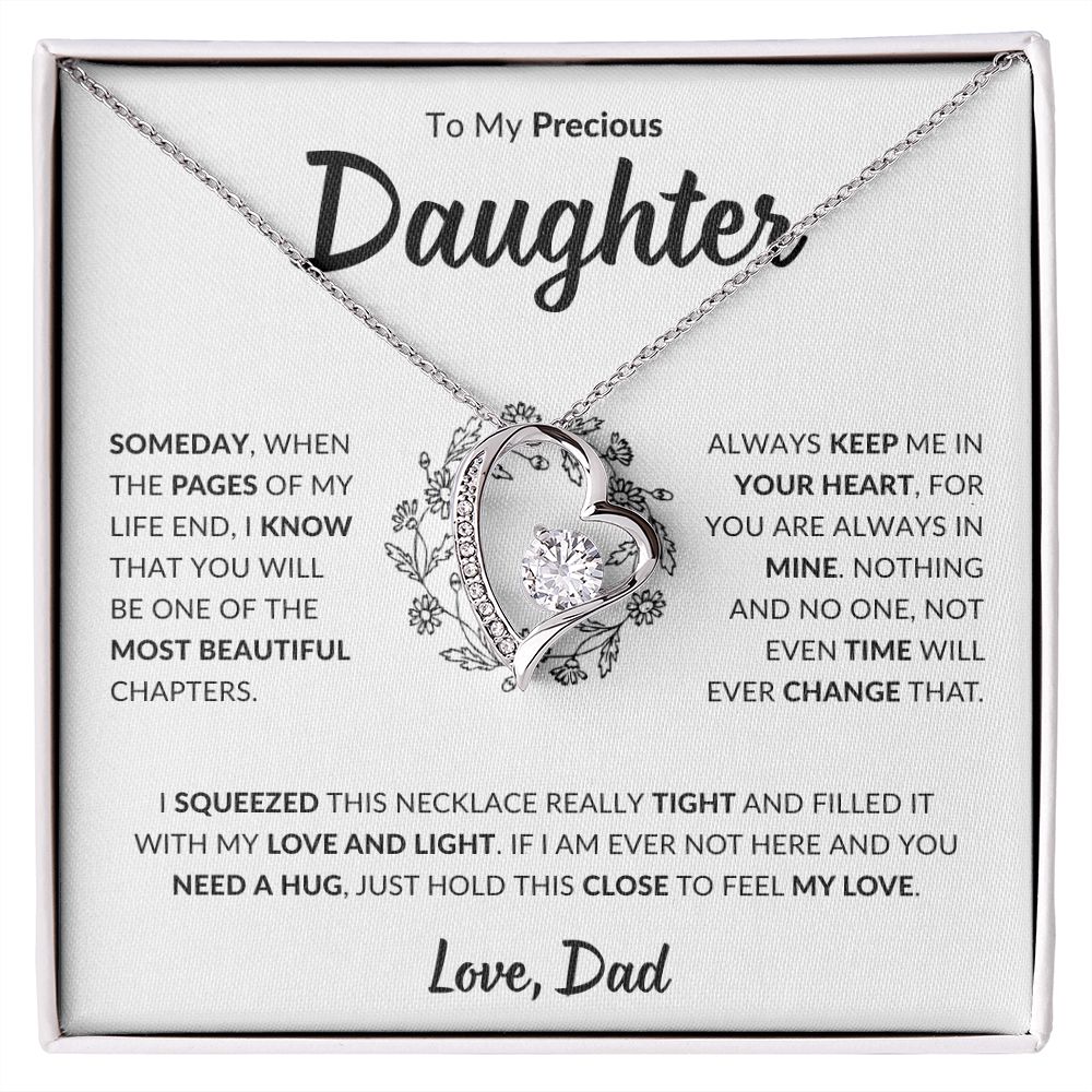 Precious Daughter Forever Love Necklace, Jewelry Gifts from Dad, Graduation Gift, Happy Birthday Gift Daughter