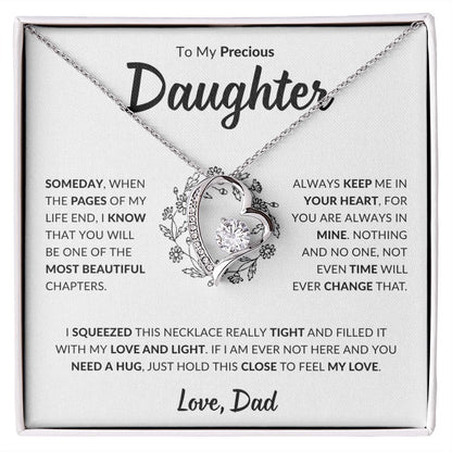Precious Daughter Forever Love Necklace, Jewelry Gifts from Dad, Graduation Gift, Happy Birthday Gift Daughter
