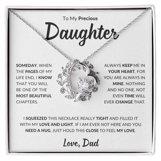 Precious Daughter Forever Love Necklace, Jewelry Gifts from Dad, Graduation Gift, Happy Birthday Gift Daughter