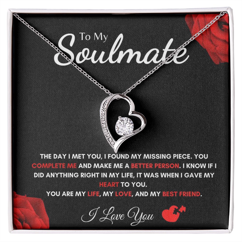 To My Soulmate - Forever Love Necklace - Missing Piece Gift For Mom, necklace For Wife, Gift For Mother's Day