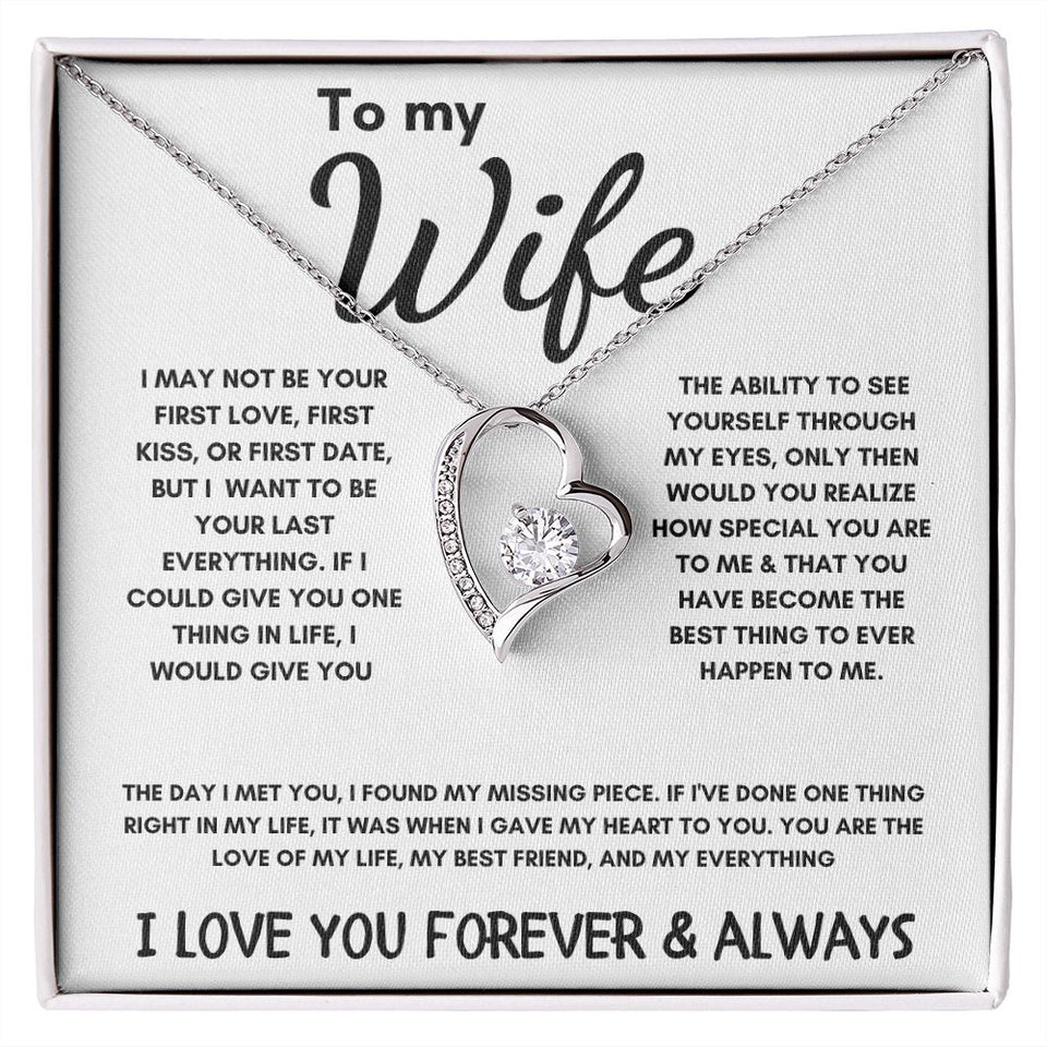 To My Wife - Forever Love Necklace - The Day I Met You - White Card Gift For Mom, necklace For Wife, Gift For Mother's Day