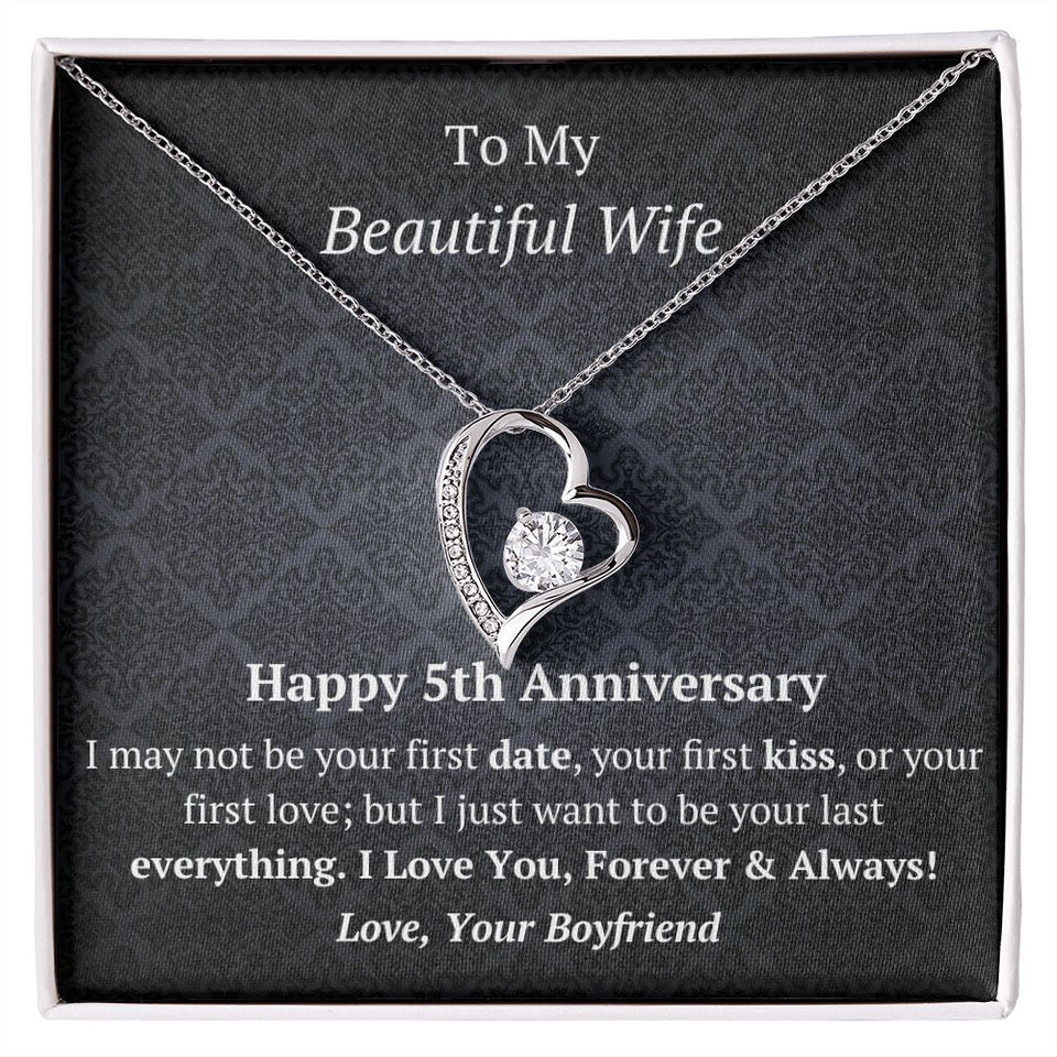 Wife 5th Anniversary Forever Love Heart Necklace