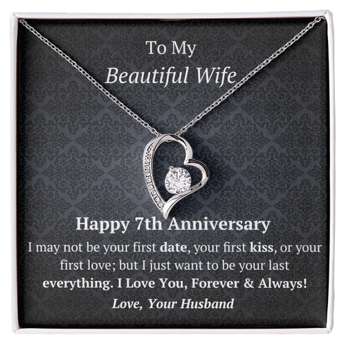 Wife 7th Anniversary Forever Love Heart Necklace