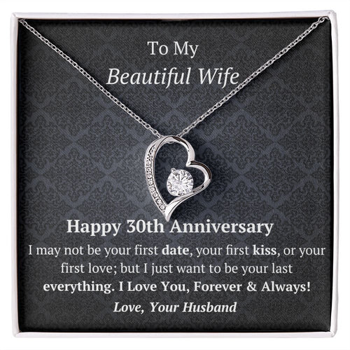 Wife 30th Anniversary - Forever Love Heart Necklace