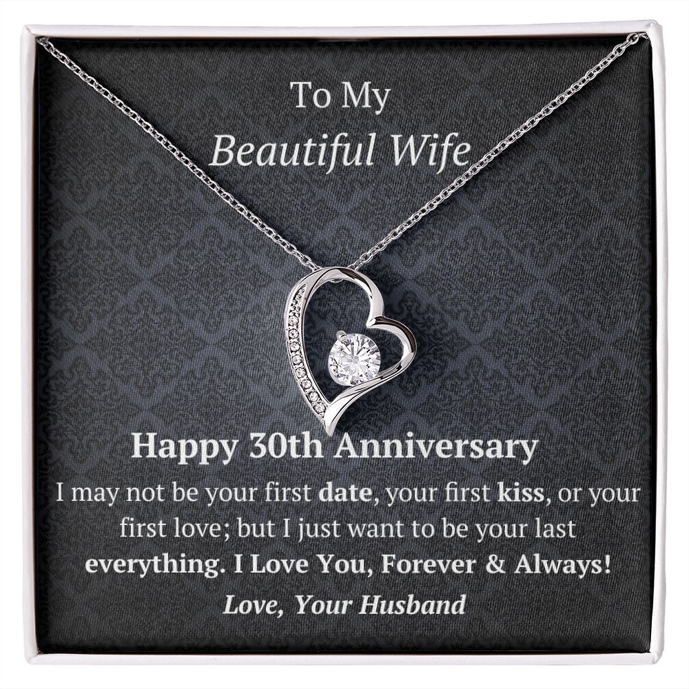 Wife 30th Anniversary - Forever Love Heart Necklace