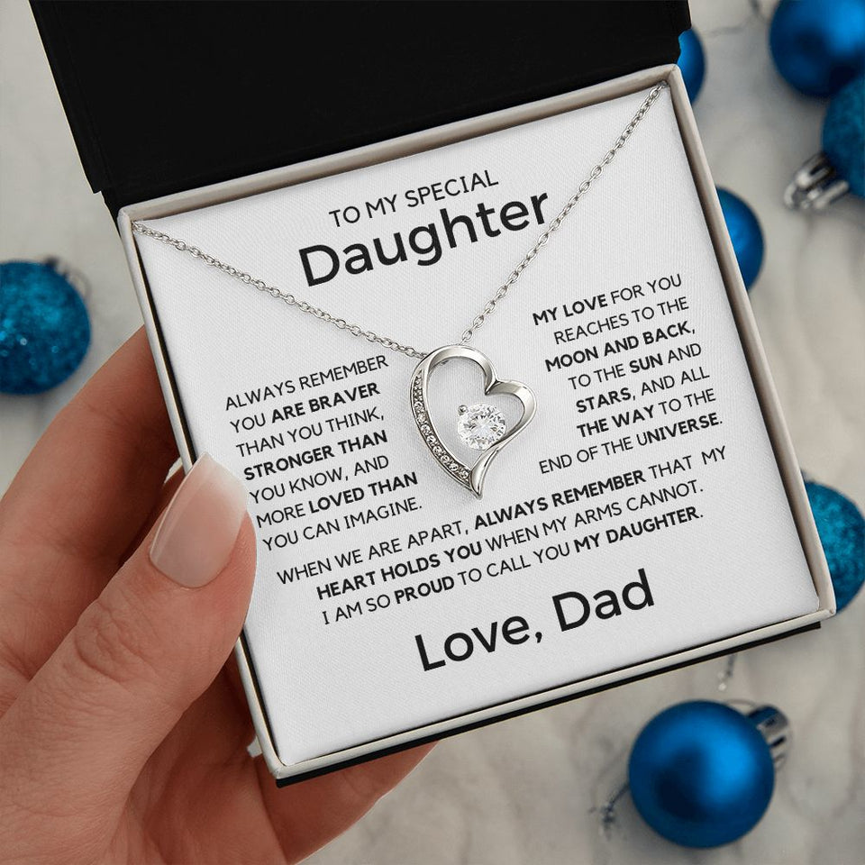 Gift for My Special Daughter from Dad - Moon and Back Love Dad, Necklace for Daughter, Gift for Daughter, Forever Love Necklace