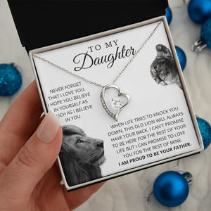 To My Daughter Necklace Never Forget Forever Love You, Best Gift for Daughter, Necklace for Daughter, Forever Love Necklace