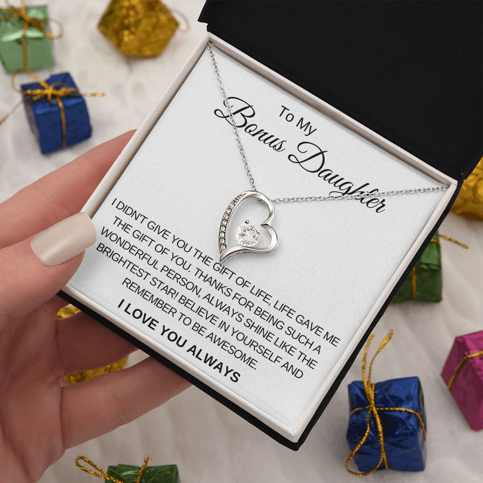 Forever Love Necklace for Bonus Daughter Gift For Mom, necklace For Wife, Gift For Mother's Day