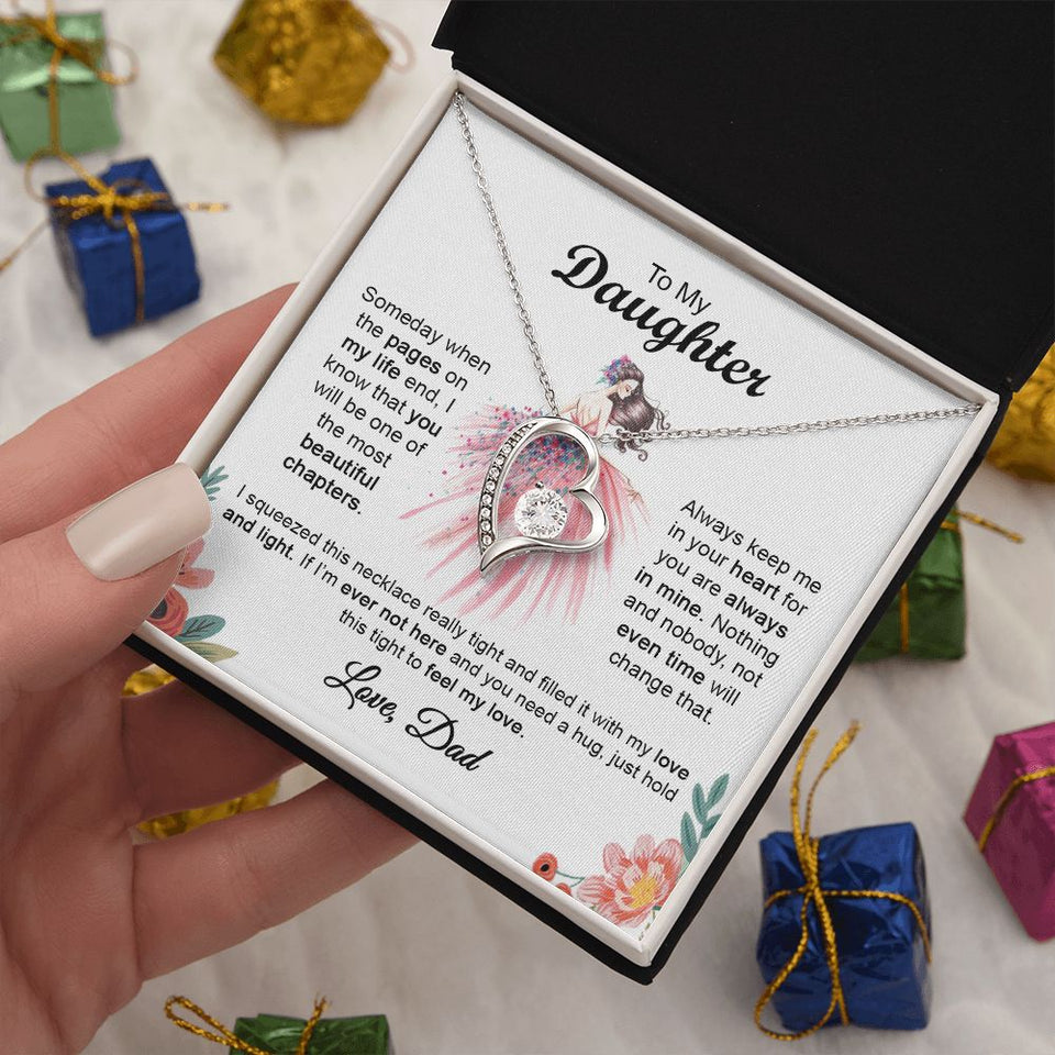 To My Daughter Gift From Dad | The Most Beautiful Chapters | Forever Love Necklace
