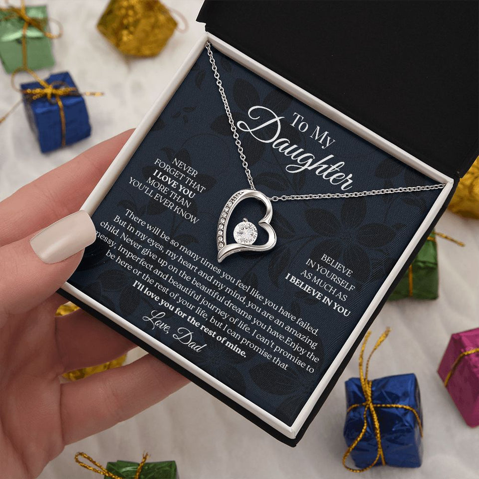 To My Daughter - Never Give Up, Forever Love Necklace Gift